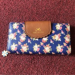 Blue and pink floral wallet card holder